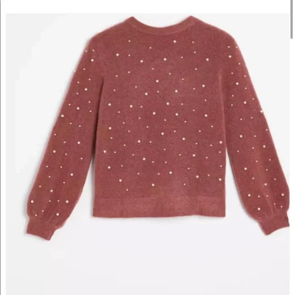 HP 💫Loft Pearlized beads Soft Knit Softy Fitted Sweater M - Picture 3 of 7